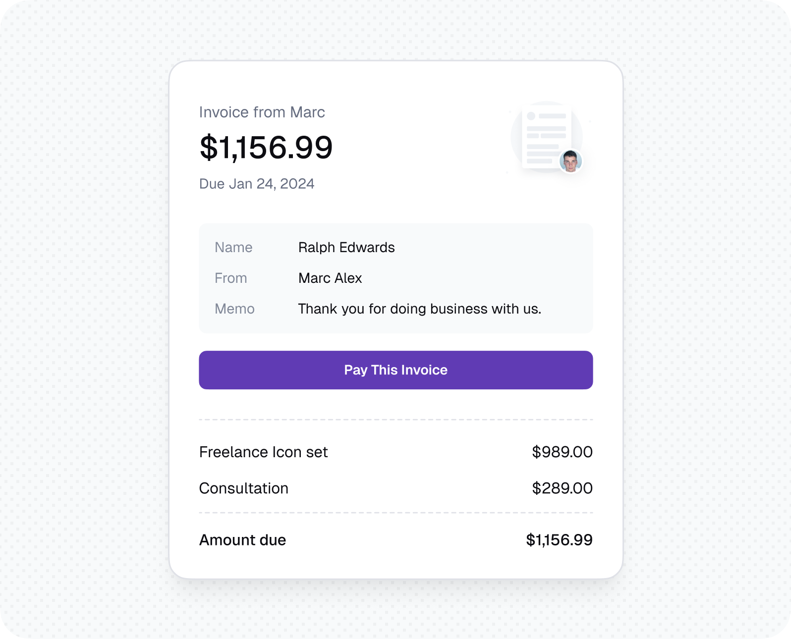 Eventspad Invoice UI Mockup